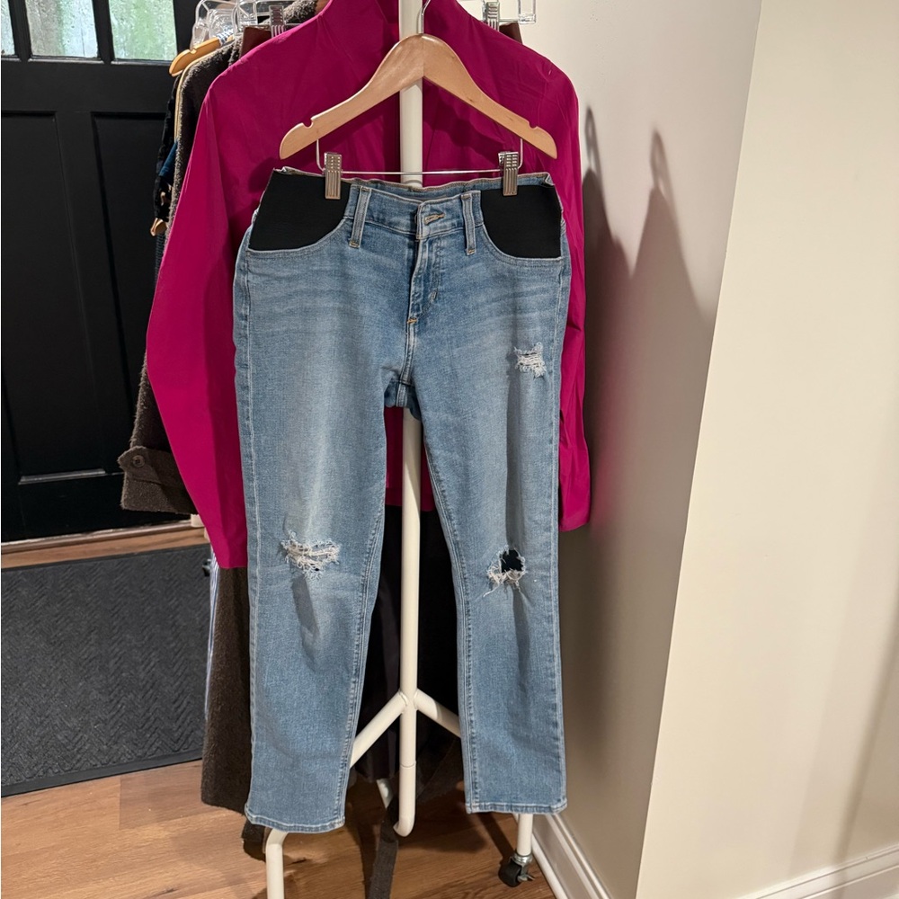 Joe's Jeans Maternity Blue Boyfriend Distressed Denim